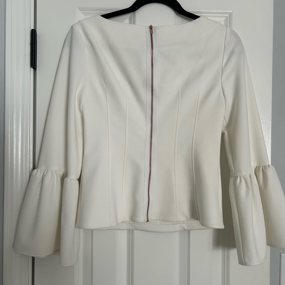 Tibi Cream Ruffled 3/4 Sleeve Blouse - Picture 5 of 5